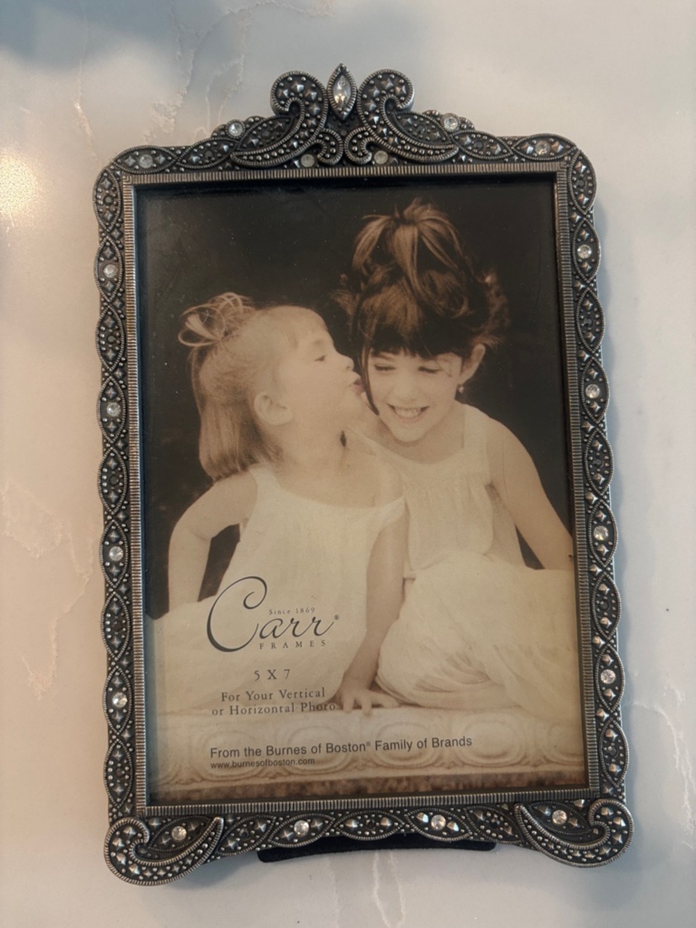 Ornate Beaded Picture Frame in Silver — 5x7 Carr Frames since 1869
